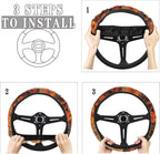 Retro Floral Pattern Sports Style Car Steering Wheel Cover Auto Steering Wheel Cover Fit Most SUV Van Car Truck Vehicle Wheel Protector Steering Wheels Accessories