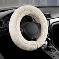 Steering Wheel Cover, Fluffy Car Wheel Covers for Women/Girls/Ladies，Soft Wool Fur Steering Wheel Protector, Universal 14 1/2 inches to 15 inches - White