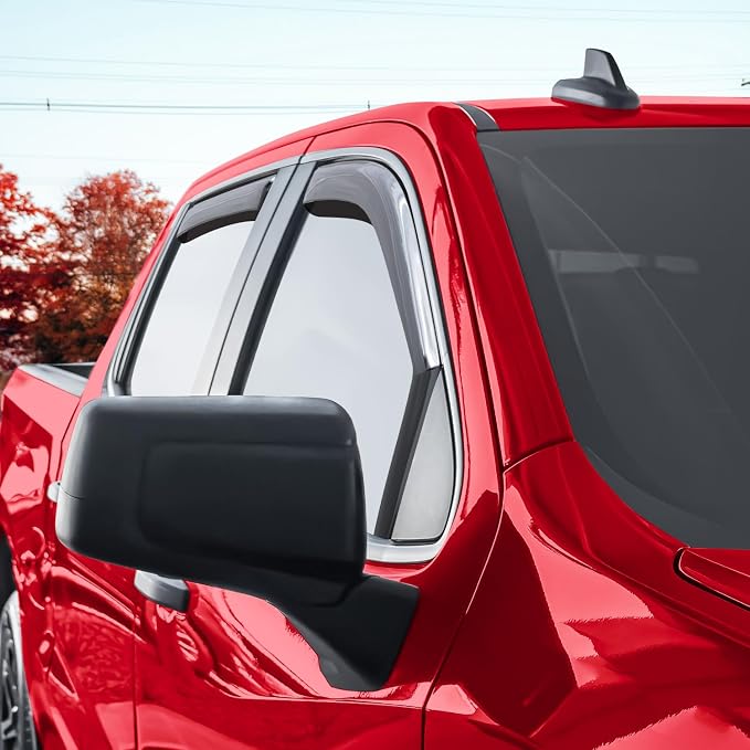 Voron Glass in-Channel Extra Durable Rain Guards for Trucks Chevrolet (Chevy) Silverado/GMC Sierra 1500 2019-2026 Crew Cab, Window Deflectors, Vent Window Visors, 4 Pieces - 200420