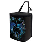 Dolphin Flower Heart Print Car Trash Can with Lid, Leak Proof Auto Trash Bag Hanging Vehicle Garbage Can Multipurpose Storage Container for Back Seat Road Trip