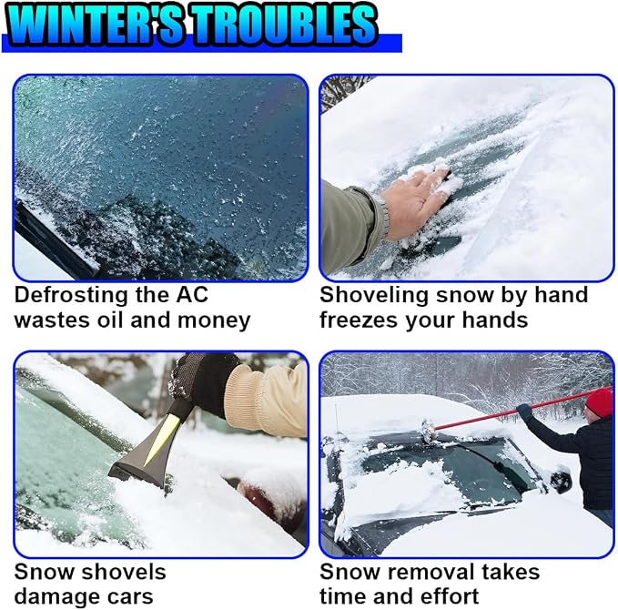 Magnetic Car Windshield Snow Cover, Extra Large Auto Ice Guard Windshield Cover with Side Window & Side Mirror Protector, Safe Reflective Vehicle Winter Exterior Accessories (Black)