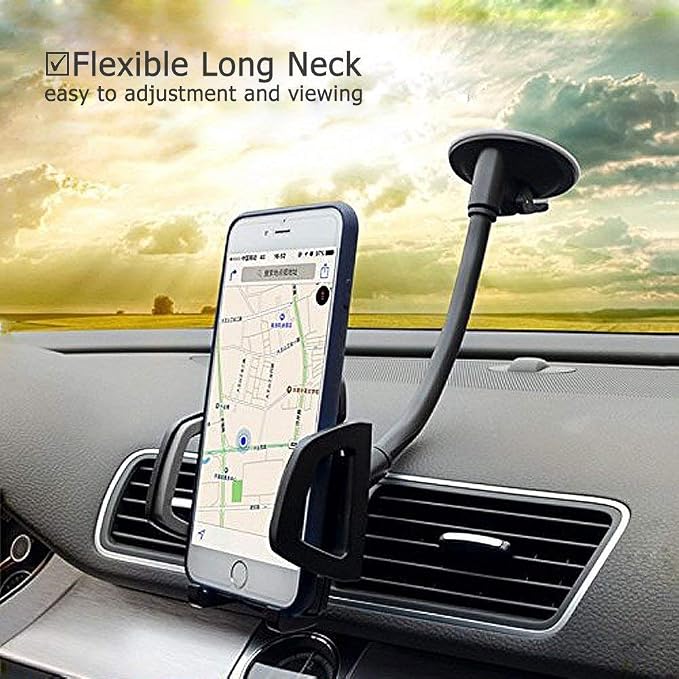 Car Phone Holder Mount, 3-in-1 Universal Cell Phone Holder Car Air Vent Holder Dashboard Mount Windshield Mount Fit for iPhone 17 16 15 14 13 Pro Max, Samsung S24 S23 LG Sony and More
