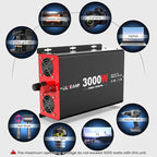 3000 Watt Power Inverter 12V DC to 110V AC Car Inverter with 4 AC Outlets, 30W Type-C Port, 3.1A USB Port, Remote Controller on LCD Screen, Power Converter for Truck, Home, Vehicles,Trip