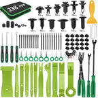 238Pcs Trim Removal Tool, Auto Push Pin Bumper Retainer Clip Set Fastener Terminal Remover Tool Adhesive Cable Clips Kit Car Panel Radio Removal Auto Clip Pliers, Green