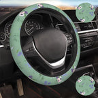 Sage Green Floral Plant Car Steering Wheel Cover