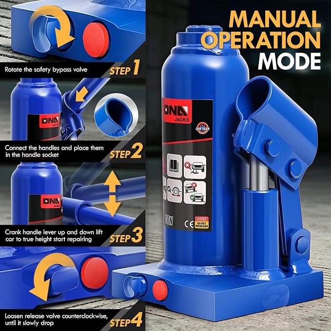 2 tons / 4000 lbs Lifting Automotive Welded Hydraulic Bottle Jackfor Sedans Repair, with Manual Handle & Carrying Storage Case, Blue