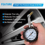 Tire Pressure Gauge 60PSI Heavy Duty Stainless Steel Air Chucks ANSI B40.1 Certified Large 2" Dial Wheel Service Checker for Truck Semi Truck ATV Motorhome Cars & RV Accessories
