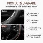 Car Steering Wheel Cover Full Surround - Soft Breathable Anti-Slip Heavyweight Safety Cover, Thick Cushioned Sports Style Universal Fit for Auto Truck SUV (Black/Coffee)