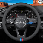 Deer Route Custom-Fit Jeep Steering Wheel Cover, Premium Leather, Non-Slip, Breathable, D-Style