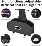 Backseat Seat Car Organizer, Multifunctional Adjustable Car Organizers and Storage, Universal Car Seat Organizer, Car Tissue Organizer with Cup Holder, Black