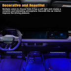 Car LED Strip Light, 12V 24 LED Vehicle Interior Atmosphere Lamps with USB Port, Auto Under Dash Ambient Night Light, Universal Car Accessories (Blue, USB)