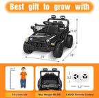 12V Ride on Car with Parent Remote Control, Toddler Electric Car with Spring Suspension, LED Lights & Music Player - Safe Battery Toy for Kids, Christmas & Birthday Gift, Black