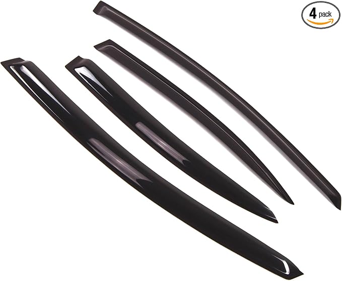 Outside Mount Window Vent Visors Rain Guards Compatible with Honda Civic Sedan 2006-2011 | Side Window Wind Deflectors Rain Shields | Black Tinted, 4 Pcs Set, BGWV-222
