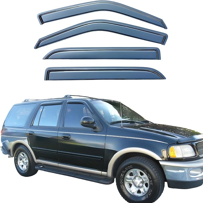 Tape On Window Visors Rain Guards Compatible with Ford Expedition/Lincoln Navigator 1997-2017, Side Window Wind Deflectors Vent Visors Shade,Truck Accessories-4pcs