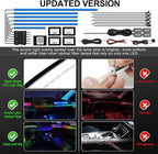 Acrylic Interior Car LED Strip Light with Wireless APP, RGB 18 in 1 with 175 inches 593 LEDs Fiber Optic Ambient Lighting Kits, 16 Million Colors Sound Active Function Car Neon Lights