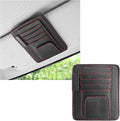 Small Leather Car Sun Visor Organizer, Multifunctional Auto Visor Document Holder with Sunglasses Clip, Universal Car Interior Organizer for Driving License, Card, Pen (Black&Red)