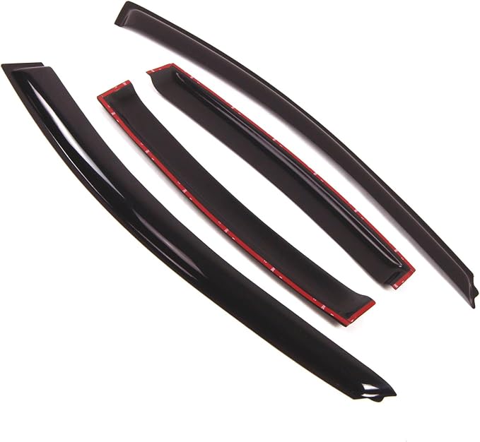 Outside Mount Window Vent Visors Rain Guards Compatible with Chevrolet Cruze 2011-2016 | Side Window Wind Deflectors Rain Shields | Black Tinted, 4 Pcs Set, BGWV-064