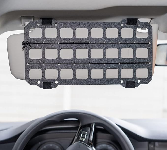 Vehicle Rigid MOLLE Panel for Car Visor Organizer EDC Pouch Tool Holster Bag Holder Tactical Gear Rack Truck Equipment Mount Plate Modular Storage Shelf Auto Interior Accessories