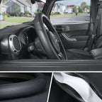 Car Steering Wheel Cover Large Size for F150 F250 F350 Ram 4Runner Tacoma Tundra Range Rover with 15 1/2 inches-16 inches Outer Diameter, Black Microfiber Leather