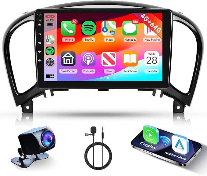 [4G+64G] Android Car Stereo for Nissan Juke 2011-2016/Nissan Infiniti ESQ with Wireless Carplay Android Auto, 9 inch Touch Screen with GPS, Mirror Link, Bluetooth, WiFi, DSP, FM/RDS Radio