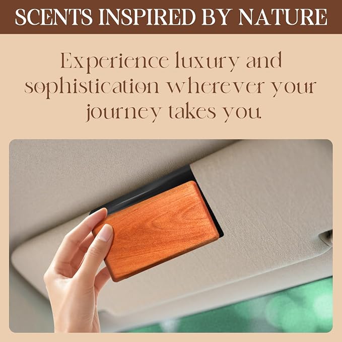 Car Air Freshener Starter Kit - Wood Car Freshener for Visor Clip - Long Lasting Car Scent - Car Odor Eliminator - CLIP INCLUDED