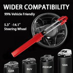 Steering Wheel Lock for car Universal Adjustable Length Anti-Theft Device Car Locks Double Hook Locks for Car SUV Pickup Truck Van(Red)