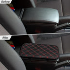 Car Leather Center Console Cushion Pad, 11.4"x7.4" Waterproof Armrest Seat Box Cover Fit for Cars, Vehicles, SUVs, Comfort, Car Interior Protection Accessories (Black/Red-2)