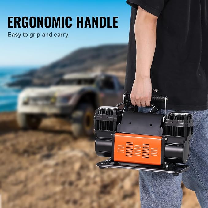 10.6 CFM Heavy Duty Air Compressor, 30s Fast Inflation | Dual-Cylinder Portable Tire Inflator, 12V 150PSI Offroad Air Pump with Adapters for Trucks Car SUV 4 x 4 Vehicle RV