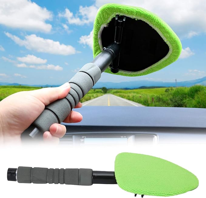 Microfiber Car Window Tool Windshield Cleaner Wand Tool with Telescopic and Extendable Handle Auto Inside Glass Wiper Kit