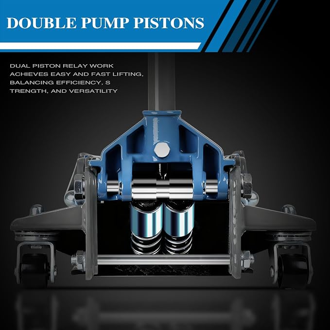 4-Ton Heavy Duty Double-Piston Hydraulic Floor Jack,Lift Range 3.93in-20.98in, Rapid Pump Double-Piston Hydraulic Car Jack,with Rubber Pads, Truck, and Lowered Cars