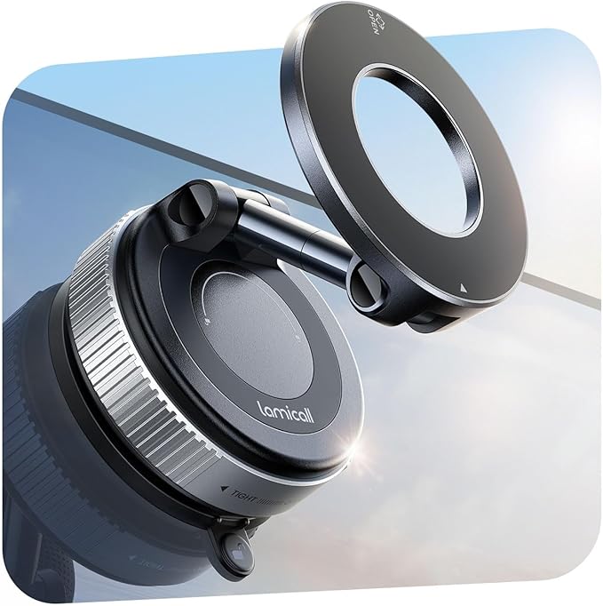 Car Phone Mount - [70 LBS Strongest Suction] for Magsafe Car Mount, 360° Adjustable Suction Cup Phone Mount Dashboard Windshield Vacuum Magnetic Phone Holder for Car Silver