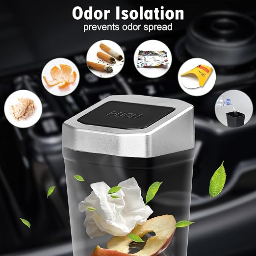 Car Trash Can with Lid - Mini Car Garbage Can Bin for Cup Holder - Silve Small Leakproof Vehicle Trash Bin for Back Seat, Cute Automotive Accessories Organizers and Storage for Door SUV Truck