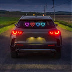 Car Solar Heart LED Light, Solar Powered Wireless LED Triangle Heart Shape C-Pillar Ambient Neon Light, Valentine's Day Romantic Car Interior Decor Accessory (Blue*1)