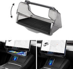 Hidden Under Screen Storage Box for 2016-2026 Tesla Model Y/Model 3 Accessories,One‐Click Open & Silent Damping Slides Center Console Organizer (Fit New Model Y Juniper/Model 3 Highland)