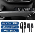 ABS Carbon Fiber Interior Window Lift Switch Panel Cover Trim for 2019-2025 Chevy Silverado | for 2019-2021 GMC Sierra 1500 2500 3500 HD Accessories (Double Cab)