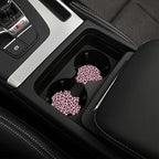 Car Trash Bag Leopard Print Pink Hanging Back of Seat Car Portable Trash Bag Leopard Print Pink Waterproof One-Handed Portable Strap Drawstring Garbage Bags 2 Pieces Car Coasters