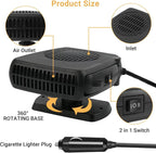 Car Heater, Car Heater That Plugs into Cigarette Lighter, 12V 200W Portable Car Heaters and Car Defroster Windshield Defogger, Heater for Car with 360 Degree Rotary Base