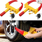 2 Pcs Wheel Lock for Cars, Heavy Duty Trailer Wheel Lock Universal Security Anti Theft Tire Clamp for Vehicles Boot Camper SUV ATV Boat Motorcycle Deterrent(Red)