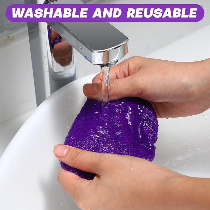 10 Pcs Windshield Cleaner Tool Car Window Cleaning Supplies with Extendable Handle Include 6 Washable Microfiber Bonnets 2 Empty 60ml Spray Bottle Glass Wiper Kit(Purple)