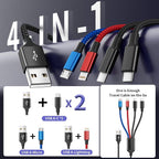 4Packs 5FT Dual Type-C 4 in 1 Multi Charging Cable with 2 USB-C/IP/Micro Port, USB Cable iPhone Charger Cord, Travel Cruise Essentials Car Accessories for iPhone17-8, Galaxy 25 Android iPad, More
