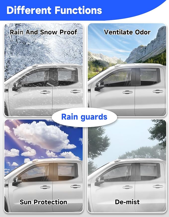 in-Channel Rain Guards Fit for Truck 2019-2026 Chevy Silverado 1500/GMC Sierra 1500 Double Cab, Window Rain Guards Visors Vent Visors Window Deflector Vent Shades Car Accessories -4 pcs
