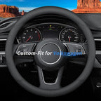 Deer Route Custom-Fit for Volkswagen Steering Wheel Cover, Premium Leather Car Steering Wheel Cover with Logo, Non-Slip, Breathable,