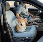 Premium Cooling Dog Car Seat Mat for Small Dogs & Puppies, Breathable Puppy Car Seat for Front & Back Seat Travel, Cool-to-Touch Washable Pet Travel Lounge with Supportive Bolster