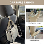 Car Purse and Coat Hanger - 2Pack Beige Leather Hooks for Hanging Purses, Bags and Coats