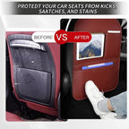SUTSU Kick Mat Back Seat Protector， Waterproof Leather Car Seat Back Organizers Cover with 3 Storage Pockets for Kids Pets SUV Sedan Minivan Truck Car Travel Accessories (Wine Red 2-pack)