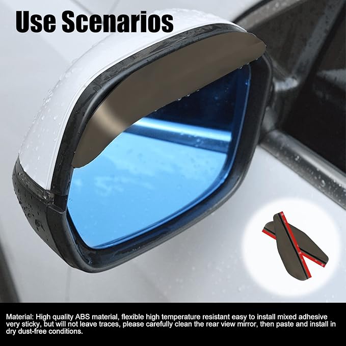2Pcs Carbon Fiber Car Side Mirror Rain Visor Guard, Auto Mirror Rain Eyebrow Guard, Universal for Cars, Trucks and SUVs (Transparent Black)