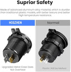 Upgraded 4 Port 12V USB Outlet, 78W Dual PD & QC Aluminum Alloy USB Ports with LED Voltmeter Waterproof for Cars, Cigarette Lighter Replacement 12V Socket for Boats RV Trucks and Motorcycles