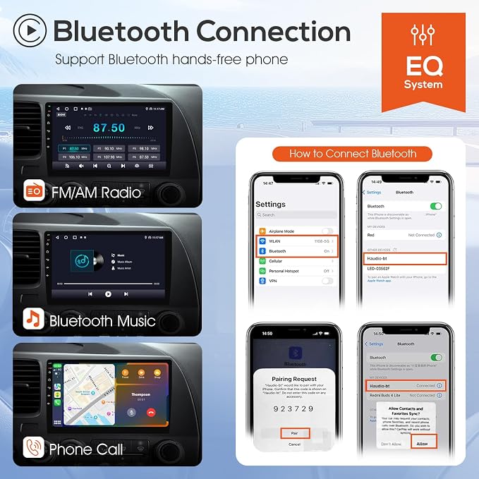 10.1" Double Din Car Stereo, Touchscreen Car Radio with Wireless Apple CarPlay & Android Auto, Bluetooth 4.1, HD Backup Camera, Mirror Link, GPS Navigation, WiFi, Voice Control, 2+64GB, FM/AM