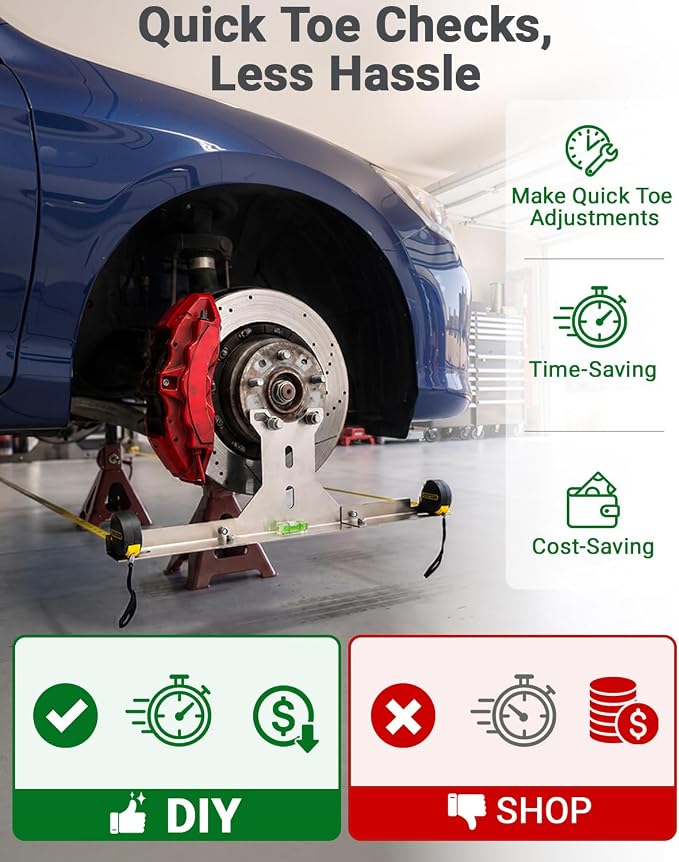 Wheel Alignment Tool for DIY Toe Adjustment, Stainless Steel Toe Alignment Plates Allow Quickly Operation, Easy Way to Check Toe in/Out, Fits Most Cars & Trucks(Patent Design)