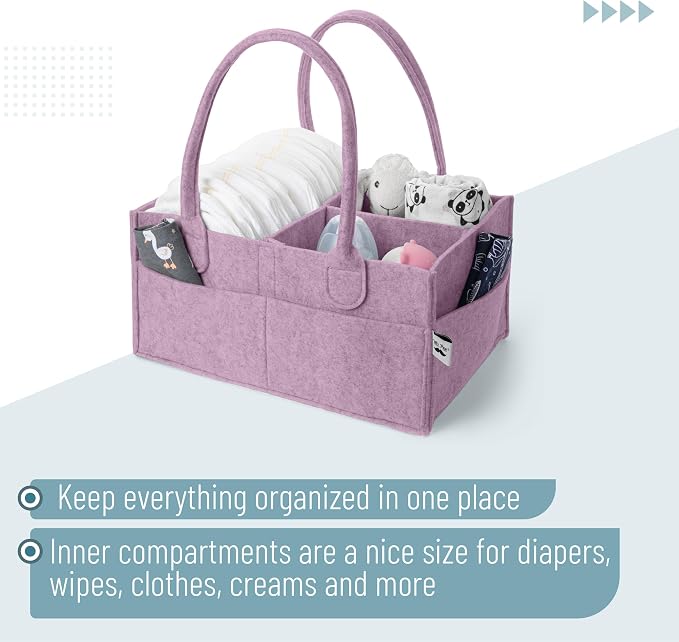 Mr. Pen- Baby Diaper Caddy Organizer, Orchid Mist | Nursery Storage Bin and Car Organizer for Diapers and Baby Wipes